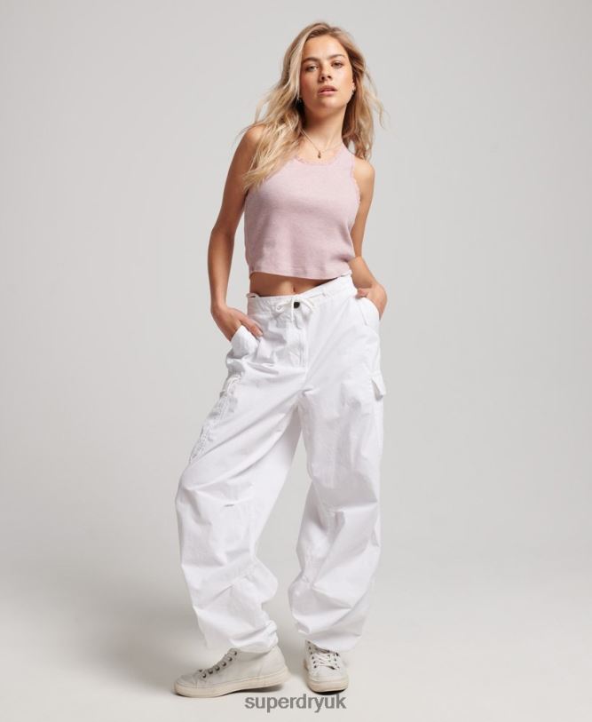 Baggy Parachute Pants Women White Clothing Superdry 66N8N1979