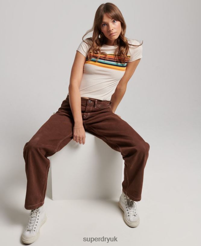 Contrast Carpenter Pants Women Brown Clothing Superdry 66N8N2555