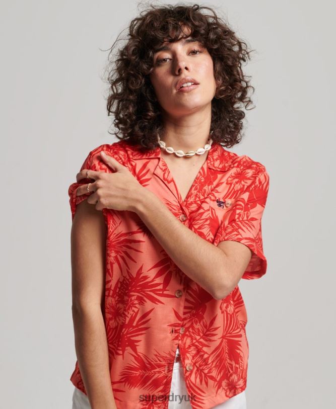 Beach Resort Shirt Women Coral Clothing Superdry 66N8N2022