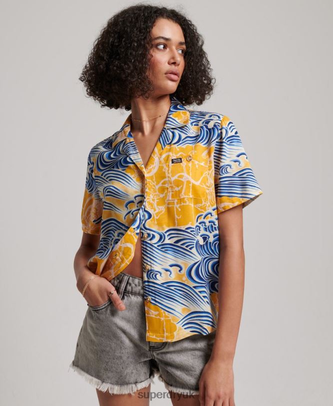 Beach Resort Shirt Women Gold Clothing Superdry 66N8N2880