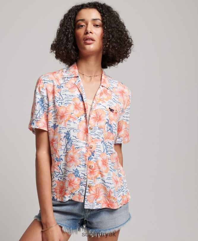 Beach Resort Shirt Women Navy Clothing Superdry 66N8N2914