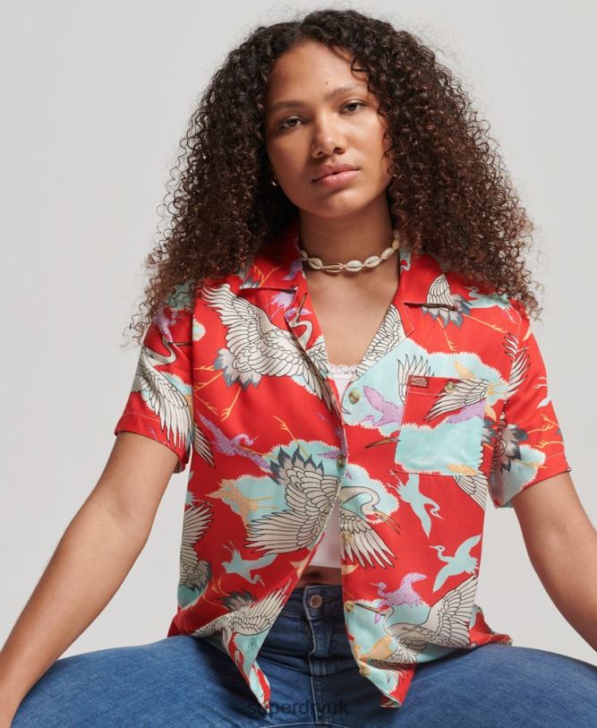 Beach Resort Shirt Women Red Clothing Superdry 66N8N2918
