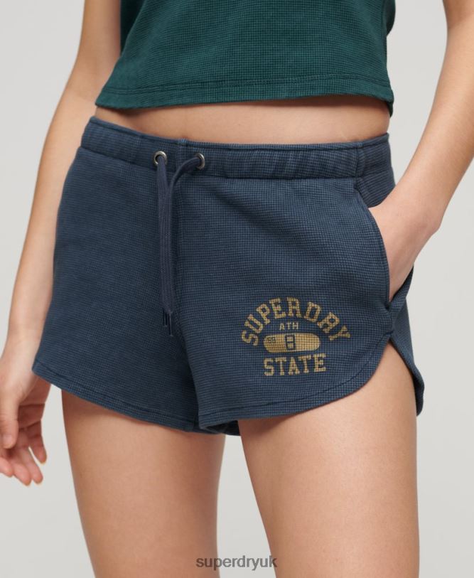 Athletic Essential Waffle Shorts Women Blue Clothing Superdry 66N8N2048