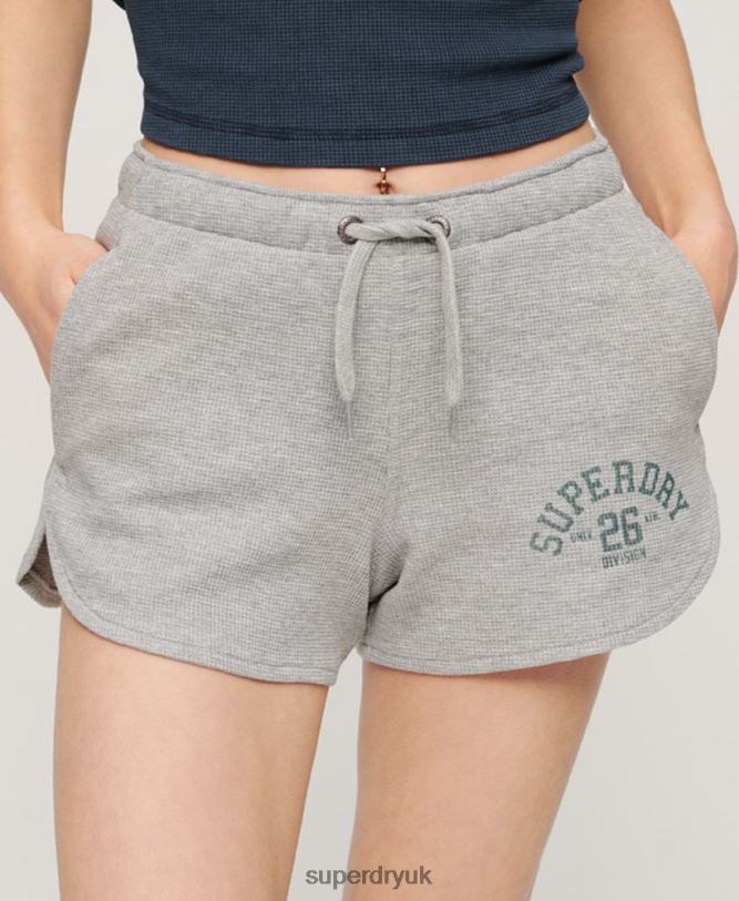Athletic Essential Waffle Shorts Women Grey Clothing Superdry 66N8N2183