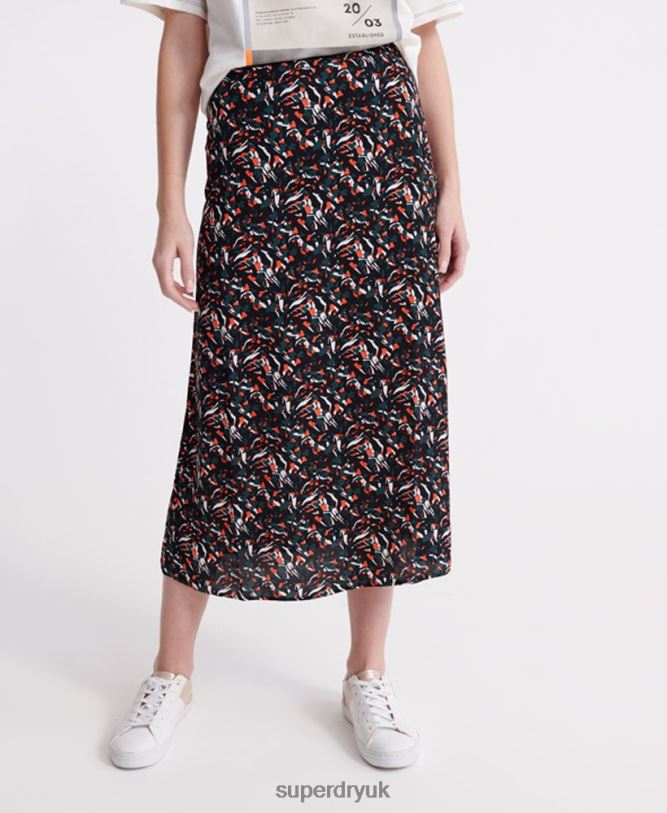 Canyon Midi Skirt Women Blue Clothing Superdry 66N8N4165