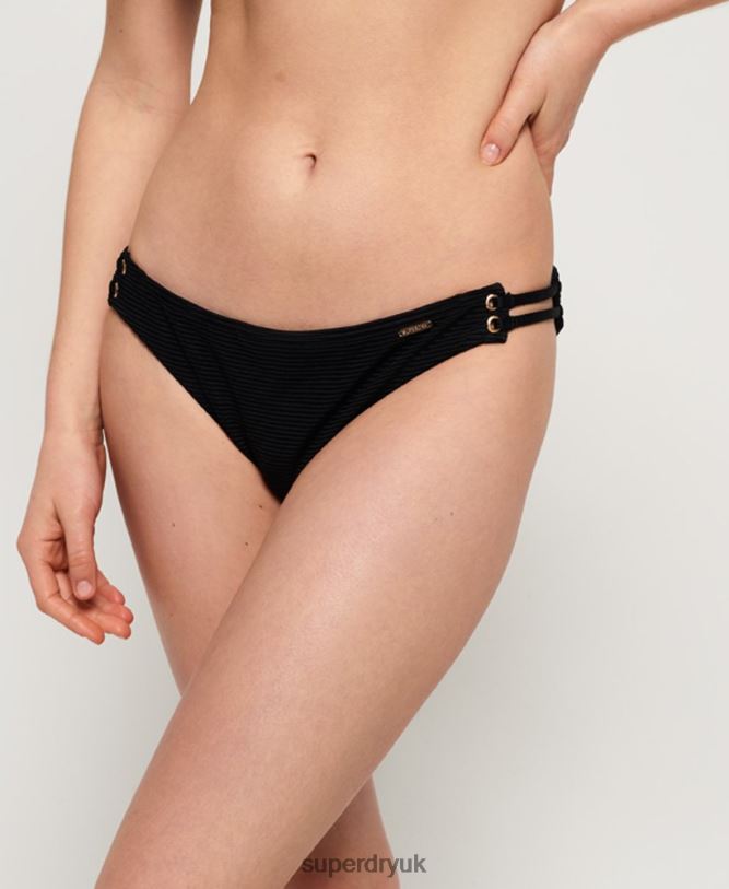 Alice Textured Cupped Bikini Bottoms Women Black Clothing Superdry 66N8N3253