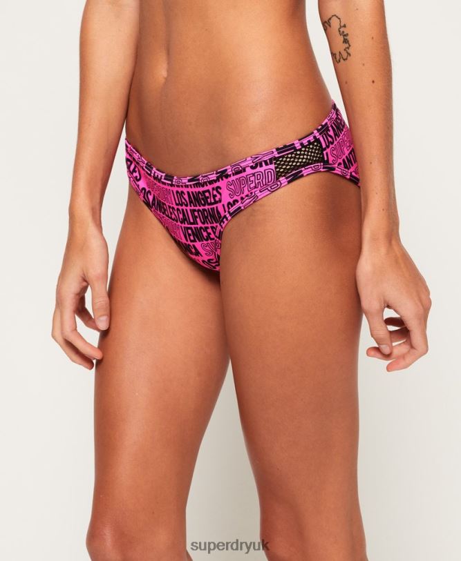 Cali Logo Bikini Bottom Women Pink Clothing Superdry 66N8N3266