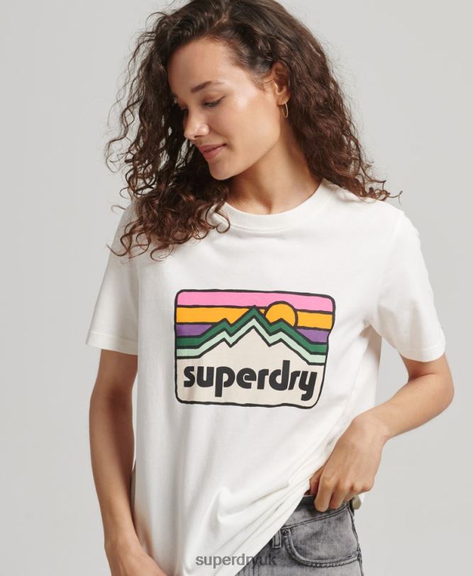 90s Terrain Graphic T-Shirt Women White Clothing Superdry 66N8N6276