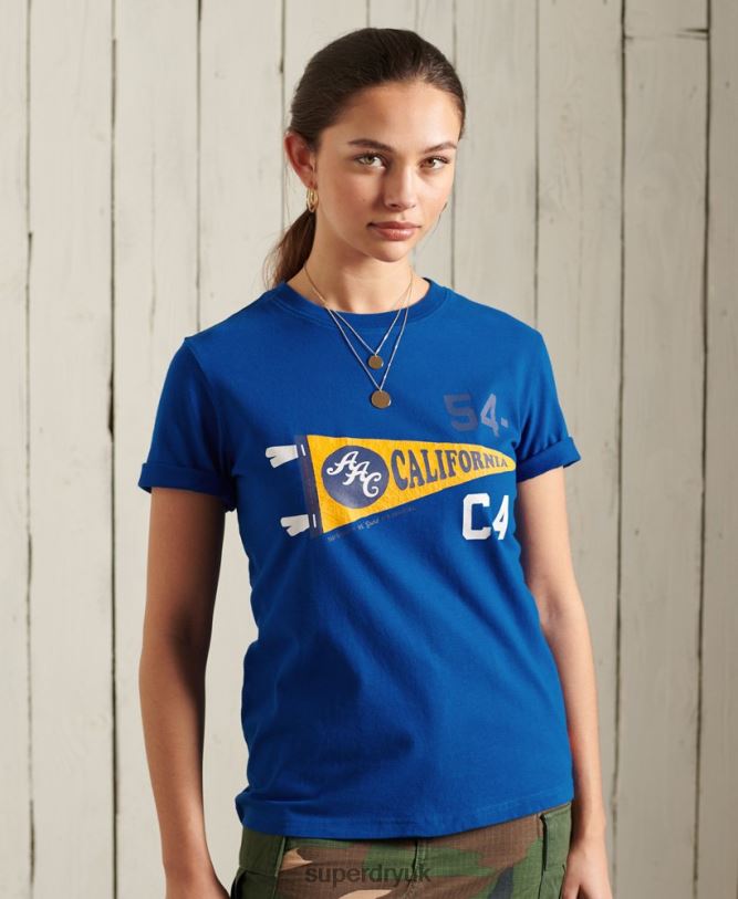Athletic Association California Graphic T-Shirt Women Blue Clothing Superdry 66N8N2825