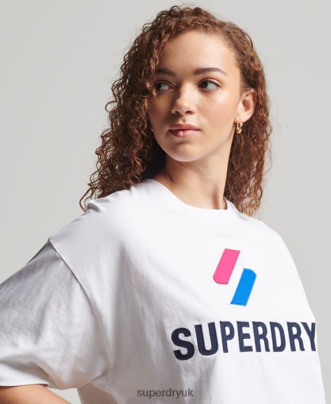 Code Stacked Boxy T-Shirt Women White Clothing Superdry 66N8N2737