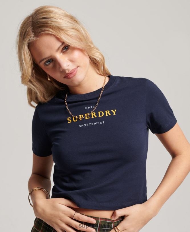 Graphic Tiny T-Shirt Women Navy Clothing Superdry 66N8N2296