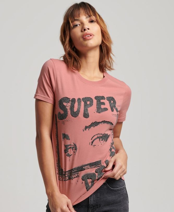 Lo-fi Poster T-Shirt Women Pink Clothing Superdry 66N8N2698