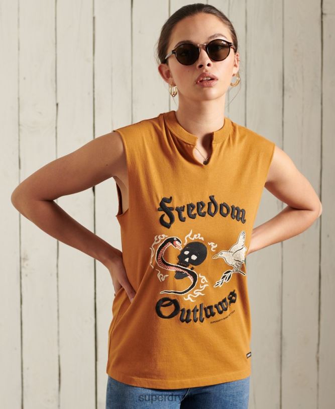 Bohemian Band Vest Top Women Orange Clothing Superdry 66N8N3081