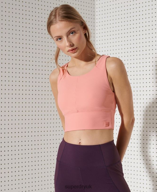 Flex Crop Tank Top Women Pink Clothing Superdry 66N8N3055