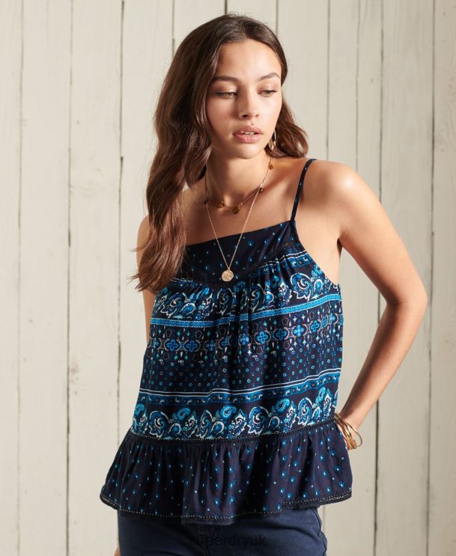 Ameera Cami Top Women Navy Clothing Superdry 66N8N6734