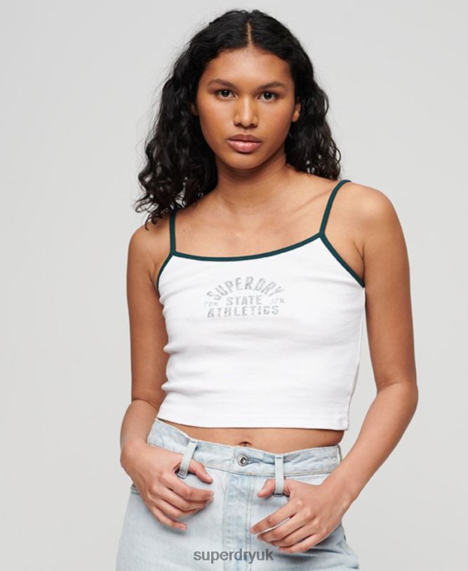 Athletic Essential Crop Cami Top Women White Clothing Superdry 66N8N2921