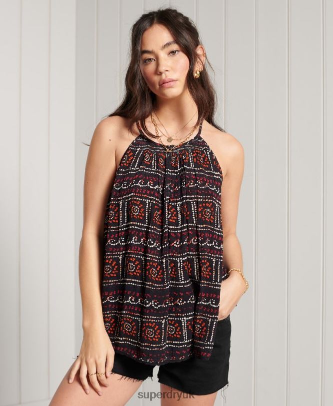 Beach Cami Top Women Black Clothing Superdry 66N8N3064