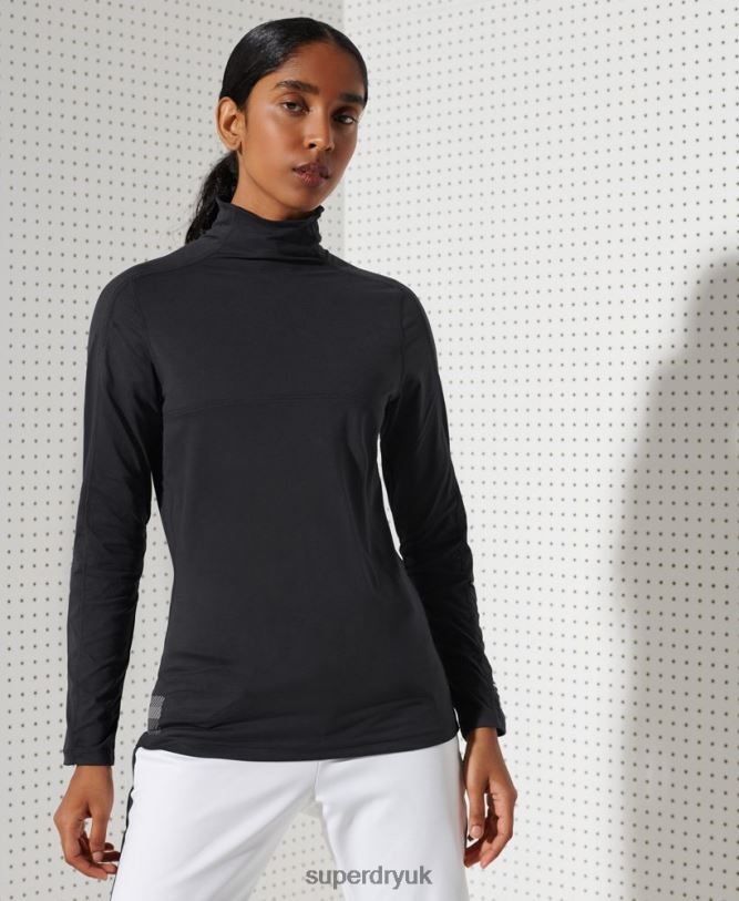 Carbon Crew Neck Baselayer Top Women Black Clothing Superdry 66N8N3058