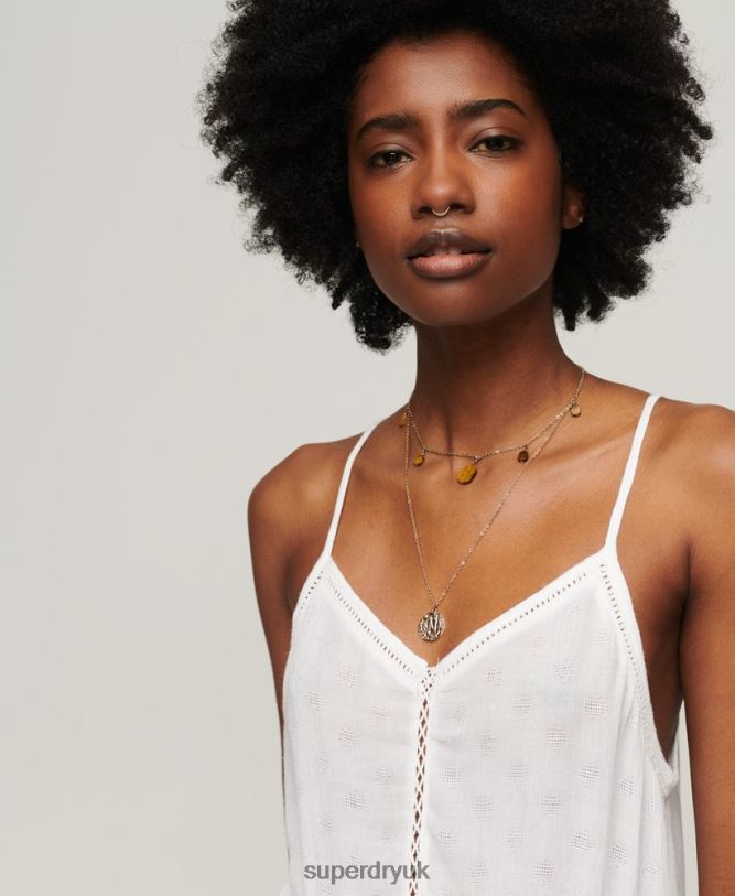 Ladder Trim Cami Top Women White Clothing Superdry 66N8N2131