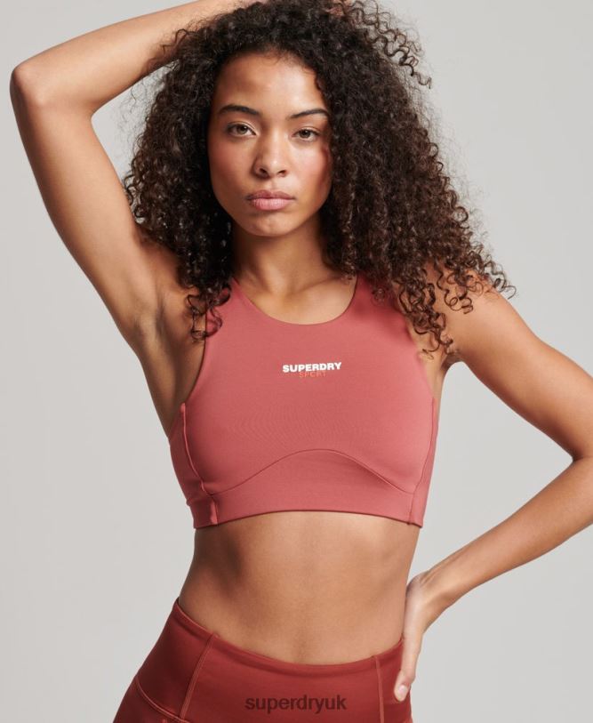 Core Active Bra Women Brown Clothing Superdry 66N8N4173