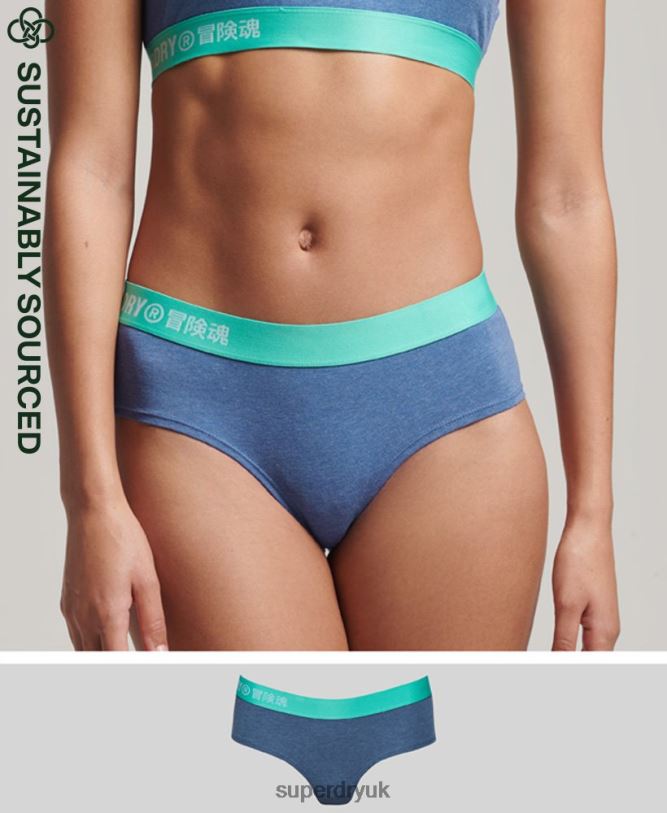 Organic Cotton Offset Logo Hipster Briefs Women Blue Clothing Superdry 66N8N6560