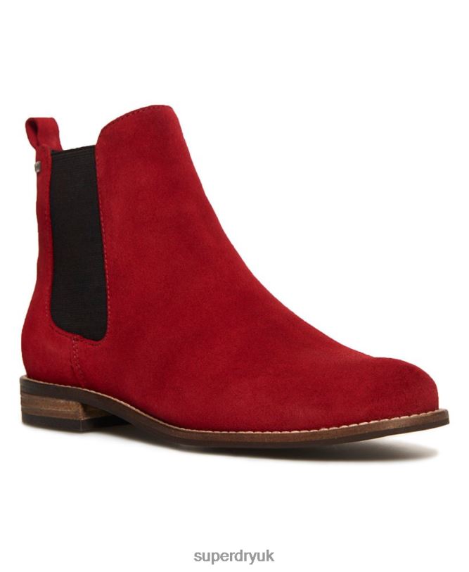 Millie-Lou Suede Chelsea Boots Women Red Shoes Superdry 66N8N4431