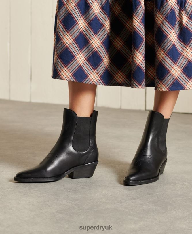 Western Boots Women Black Shoes Superdry 66N8N4424