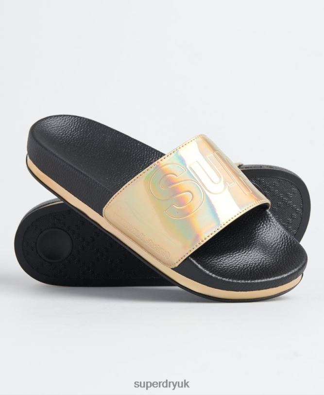 Arizona Flatform Sliders Women Black Shoes Superdry 66N8N4415