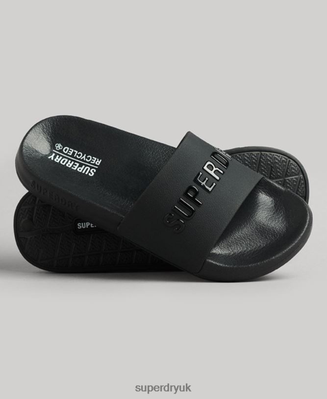 CODE Logo Pool Sliders Women Black Shoes Superdry 66N8N4372