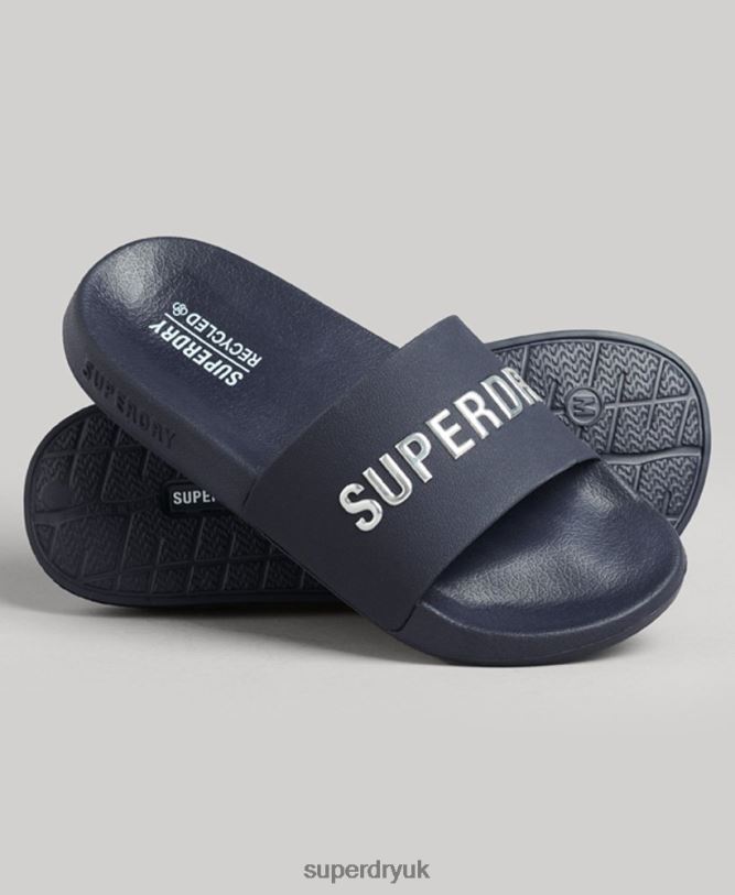 CODE Logo Pool Sliders Women Navy Shoes Superdry 66N8N4392