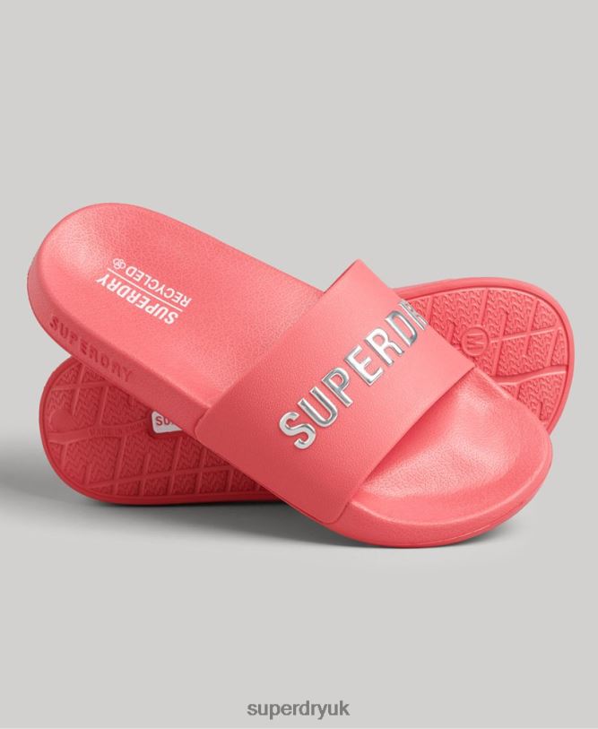 CODE Logo Pool Sliders Women Pink Shoes Superdry 66N8N4352