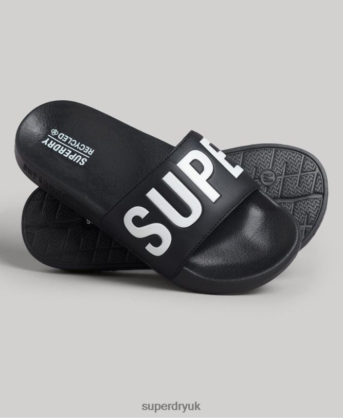 Code Core Pool Sliders Women Black Shoes Superdry 66N8N4385