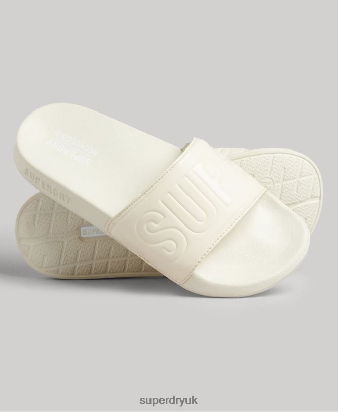 Code Core Pool Sliders Women Cream Shoes Superdry 66N8N4390