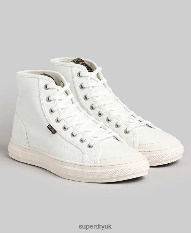 Vegan Canvas High Top Trainers Women Cream Shoes Superdry 66N8N4357