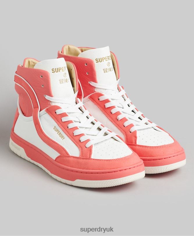 Vintage Vegan Basket High Top Trainers Women Coral Shoes Superdry 66N8N6759